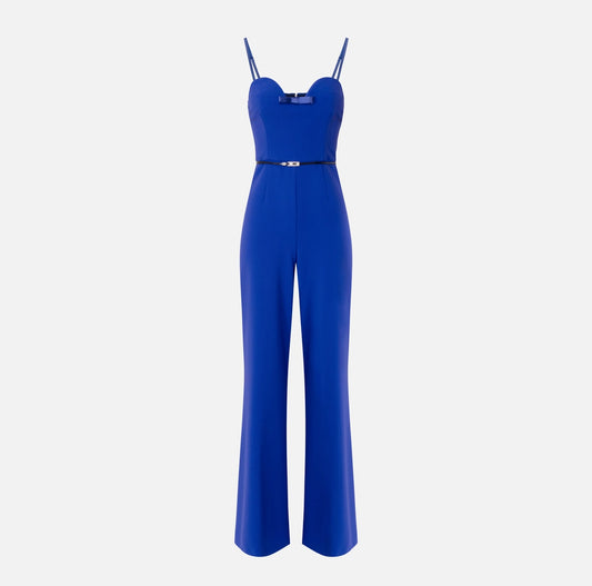 Jumpsuit in crêpe fabric with satin bow
