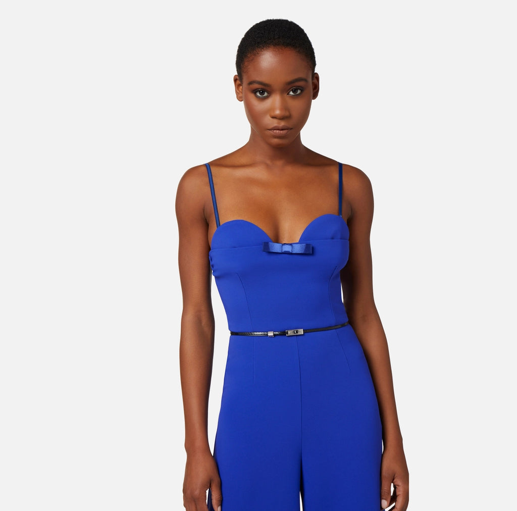 Jumpsuit in crêpe fabric with satin bow | LAST PIECE: 40/44