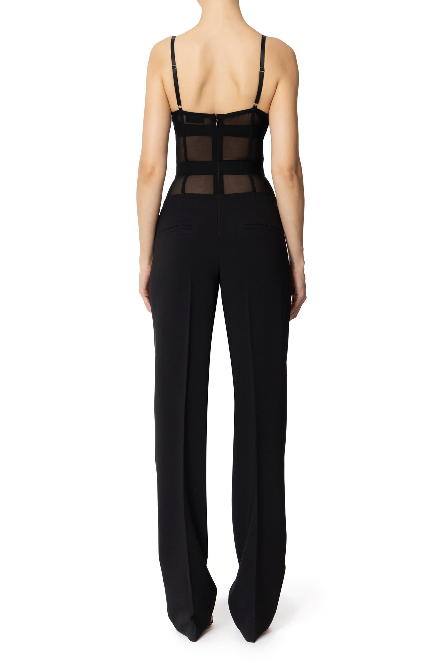 Jumpsuit in crêpe and tulle fabrics