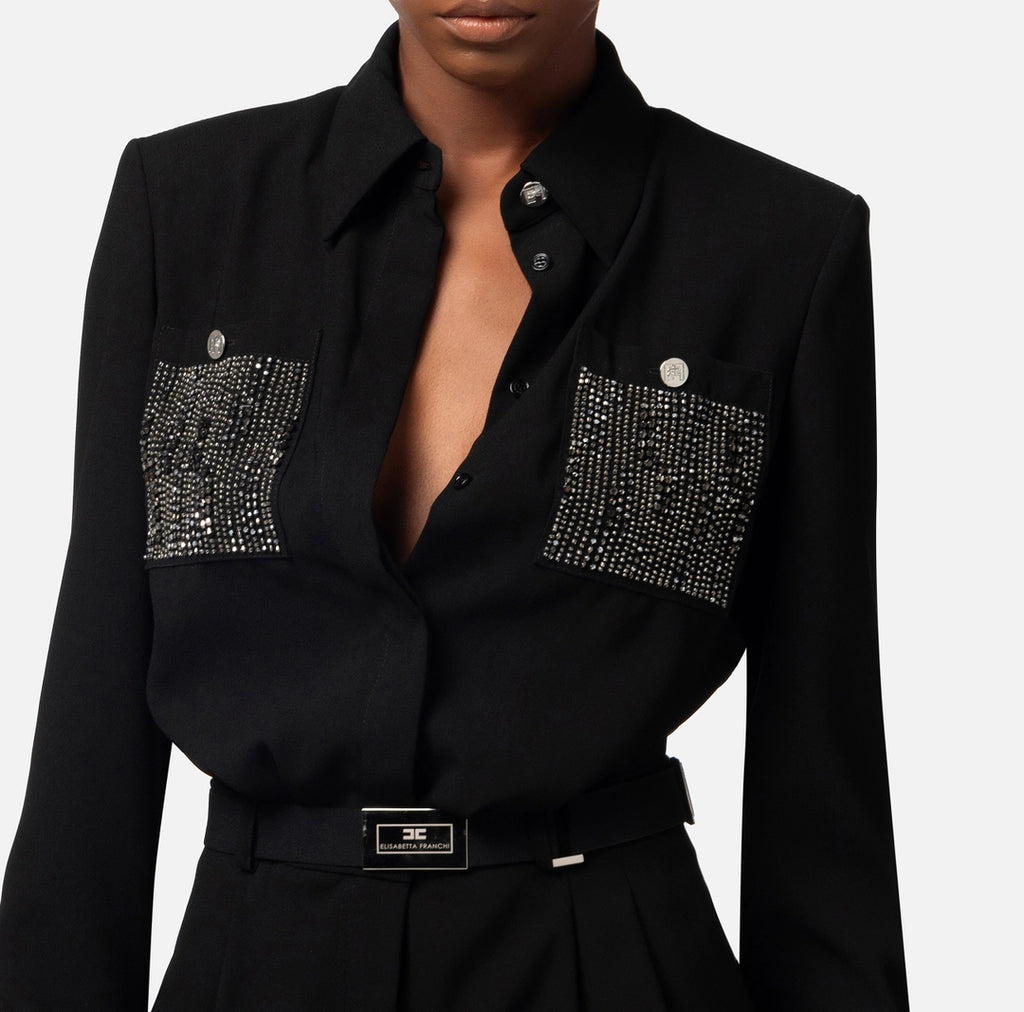 Romper suit in crêpe fabric with embroidery | LAST PIECE: 42