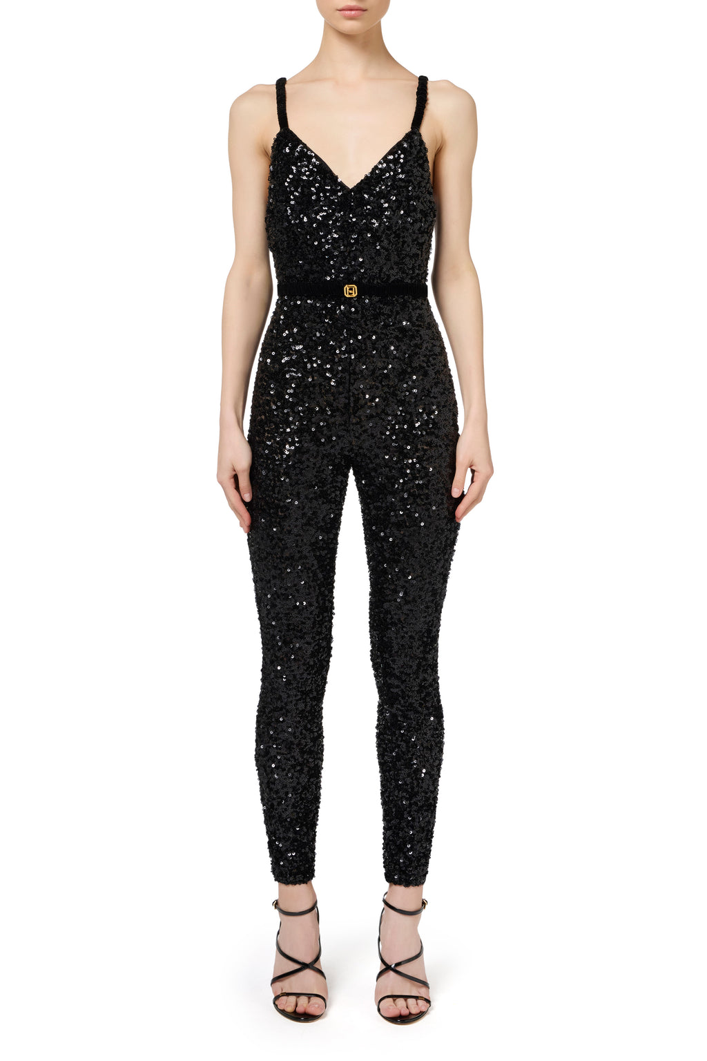 Sequin jumpsuit with belt | LAST PIECE: 40/42