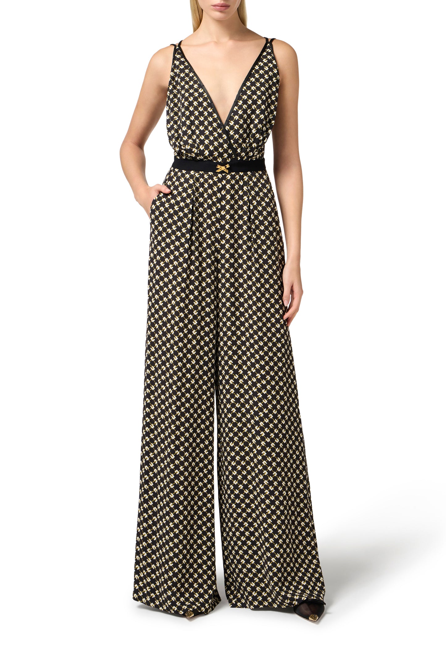 Jumpsuit in georgette fabric with diamond print