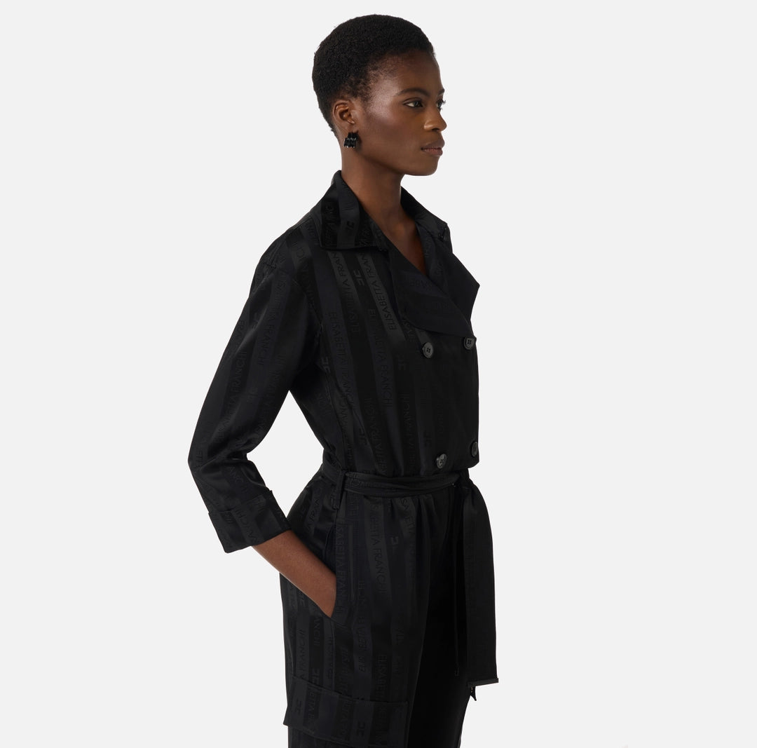 Satin jumpsuit with jacquard stripes