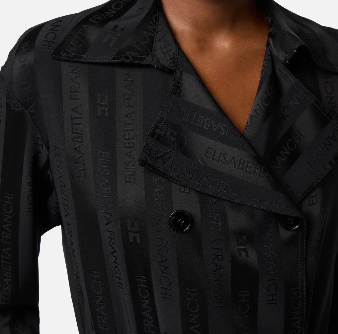 Satin jumpsuit with jacquard stripes