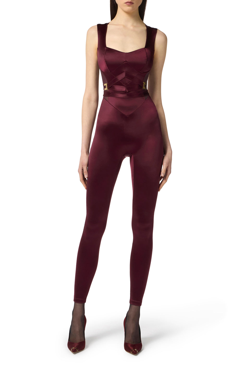 Lycra jumpsuit with jewel logo