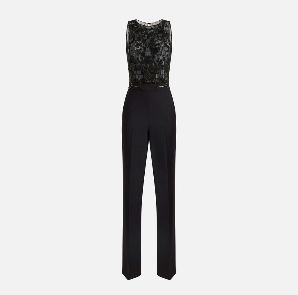 Jumpsuit in crêpe fabric with embroideries