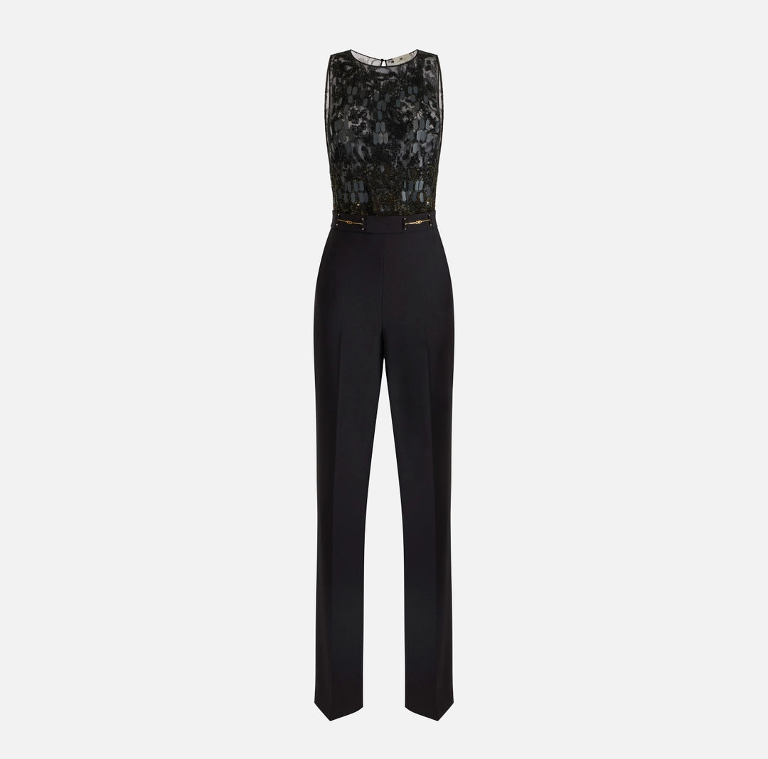 Jumpsuit in crêpe fabric with embroideries