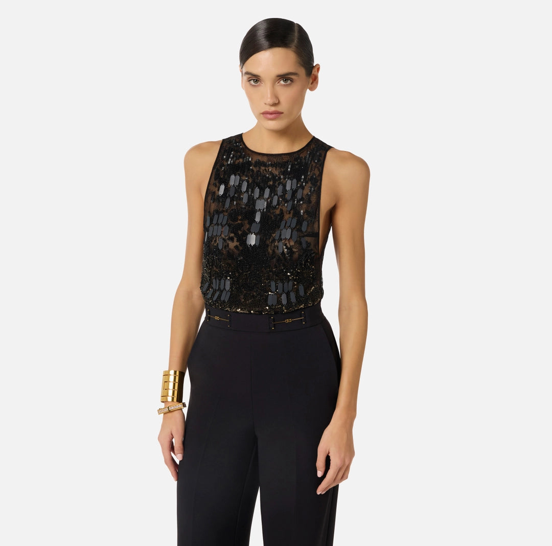 Jumpsuit in crêpe fabric with embroideries
