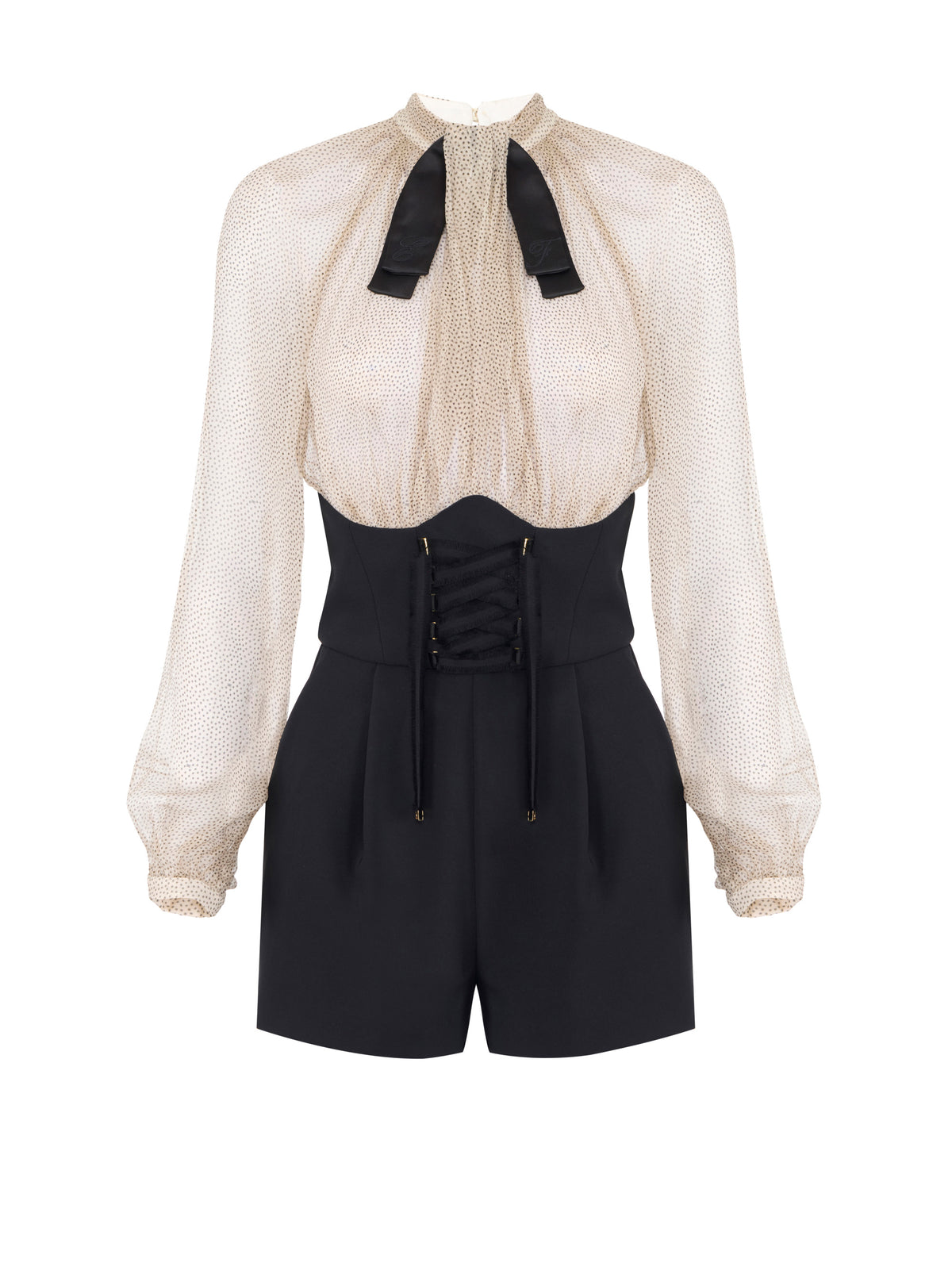 Romper suit with micro-polka dot print
