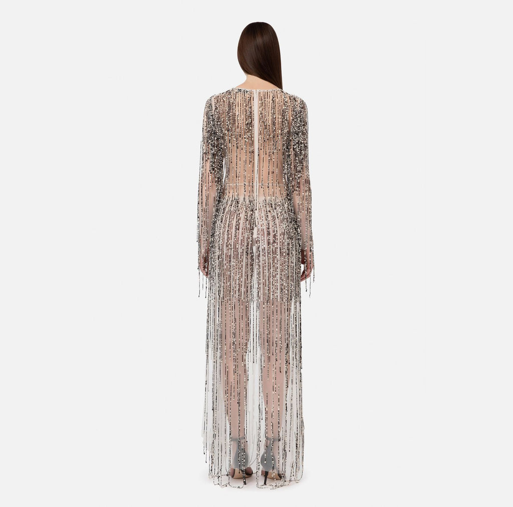 Red carpet dress with two-tone fringes | LAST PIECE: 42