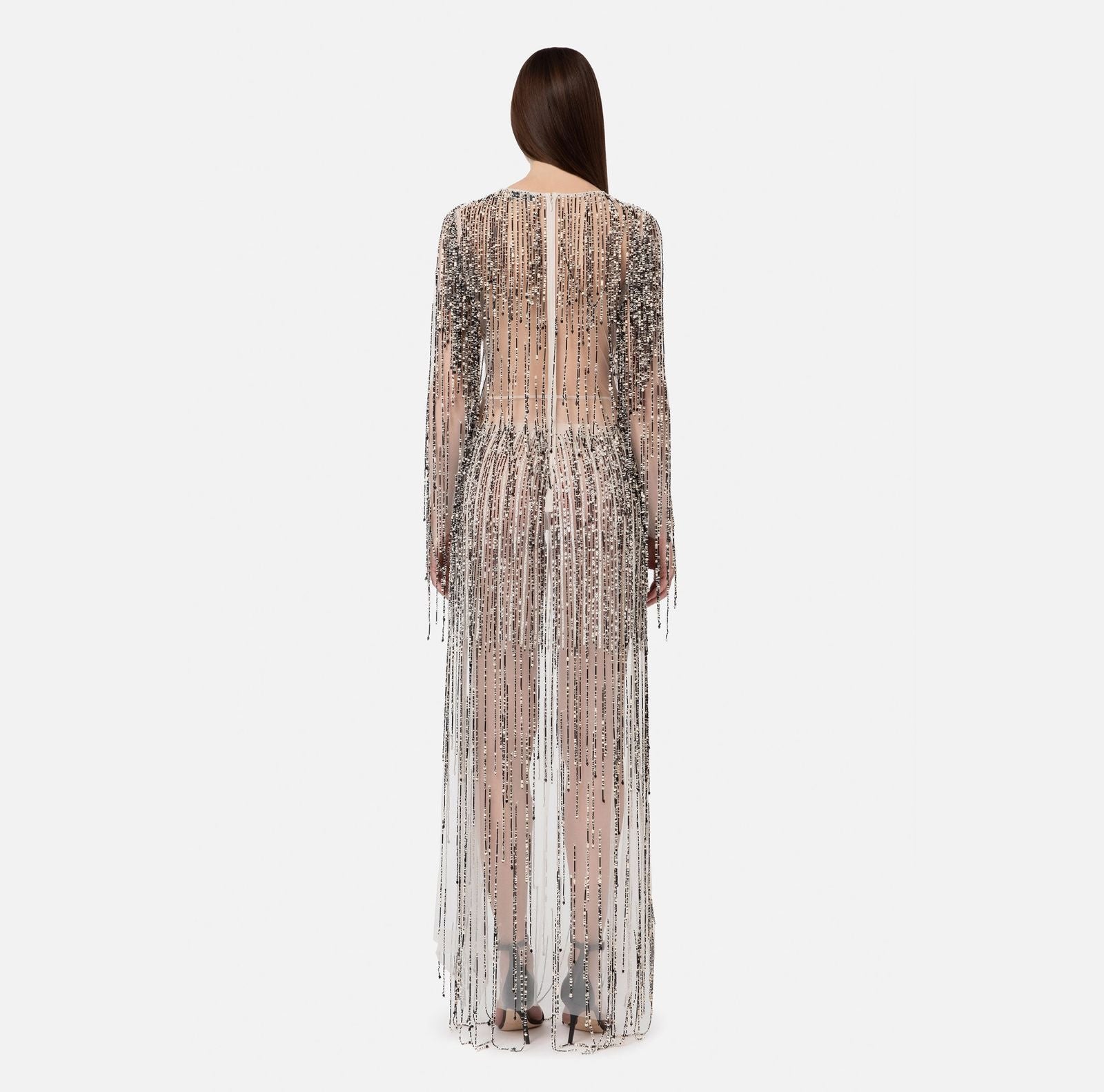 Red carpet dress with two-tone fringes | LAST PIECE: 42
